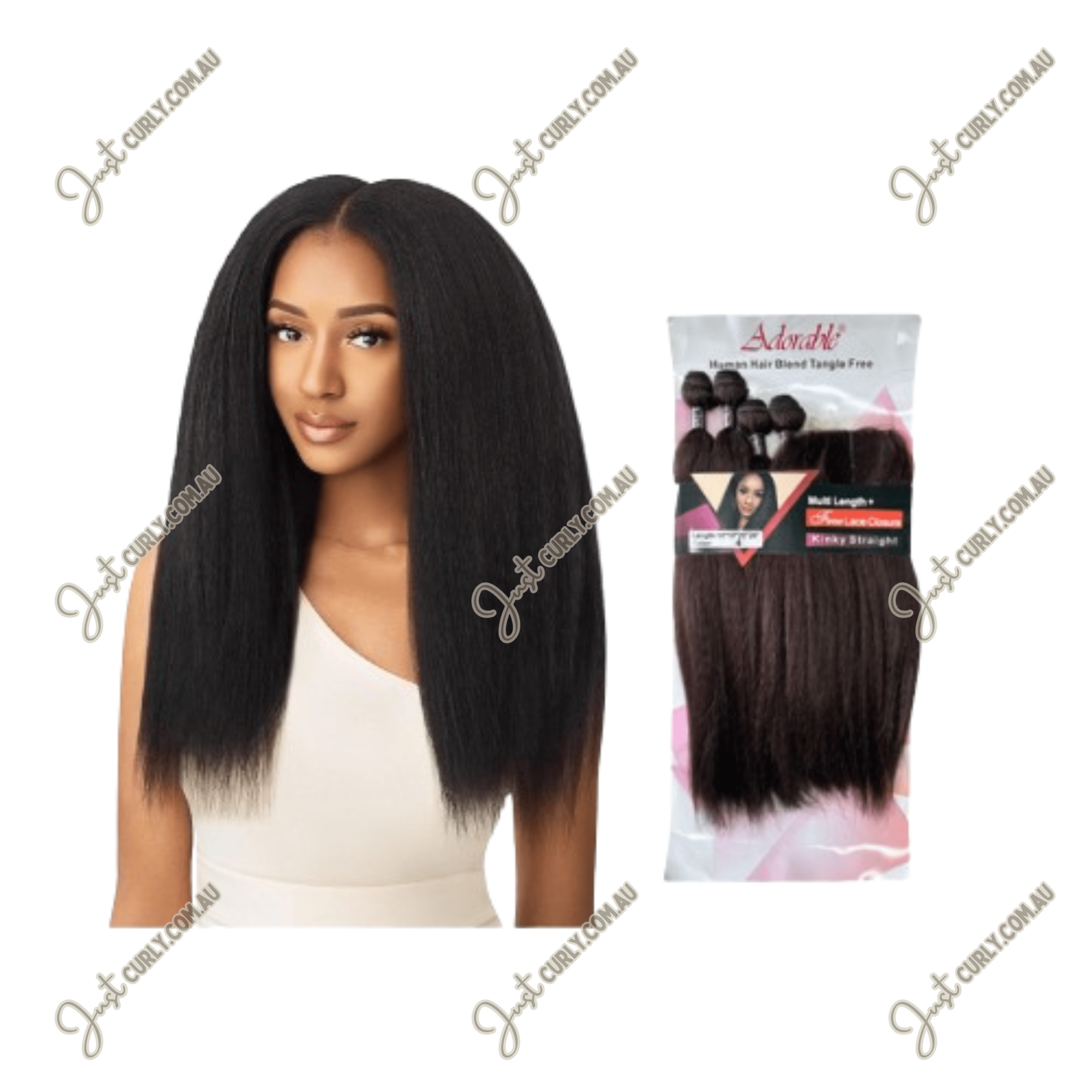 Adorable Kinky Straight 16" 16" 18" 18" with Lace Closure