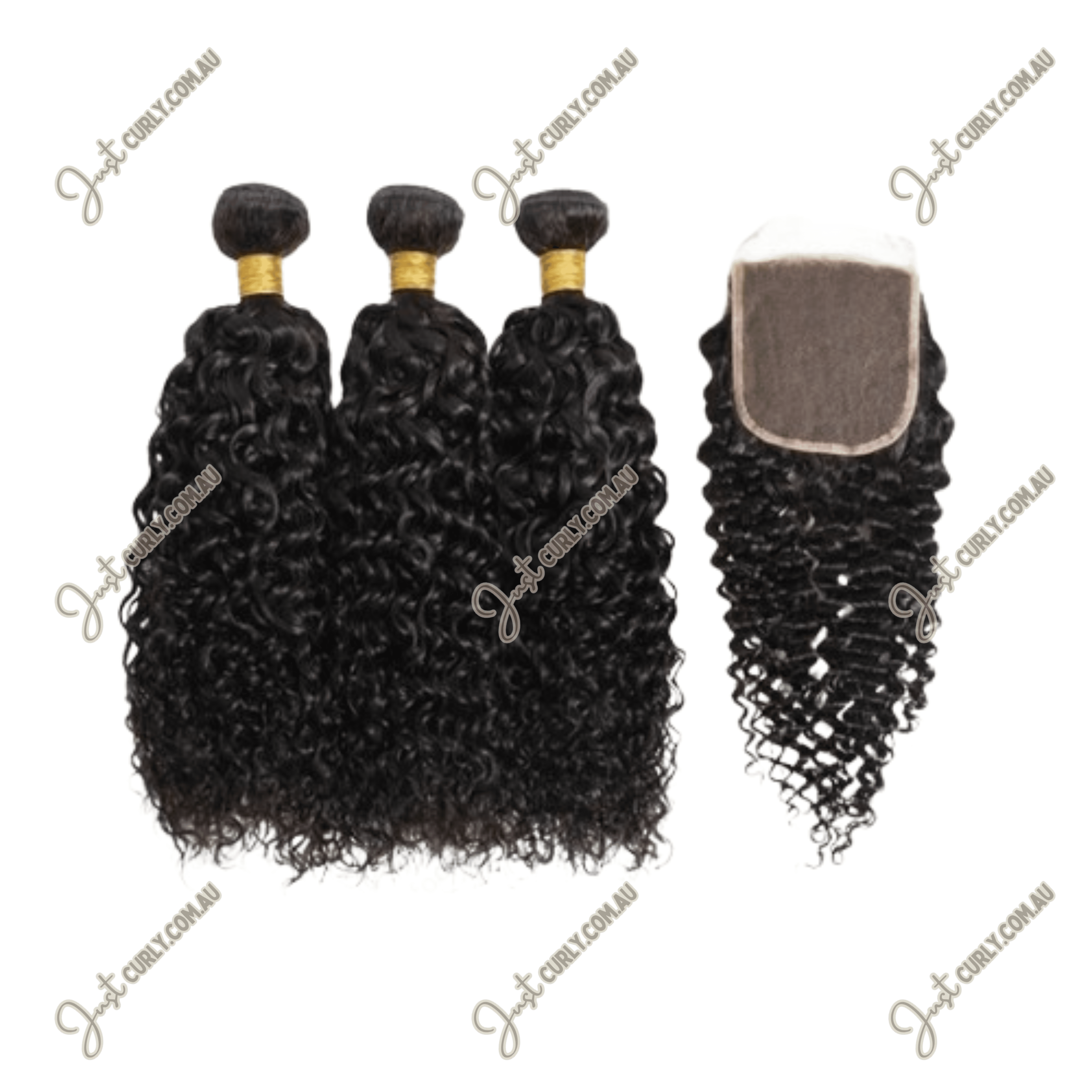 Nulook Hair 100% Virgin Human Hair Kinky Curly Bundles + Lace Closure